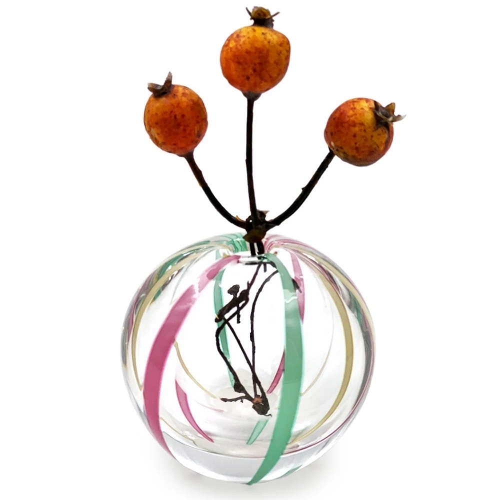 Hand Thrown Glass Bud Vase Tsugaru Vidro Irotemari Yayoi, Retail $34.60US